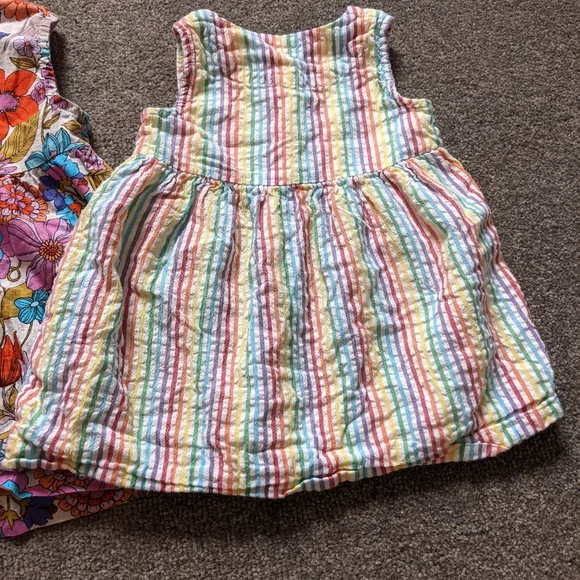 2 Next summer cotton dresses baby girl 6-9 months floral stripes - Picture 9 of 10